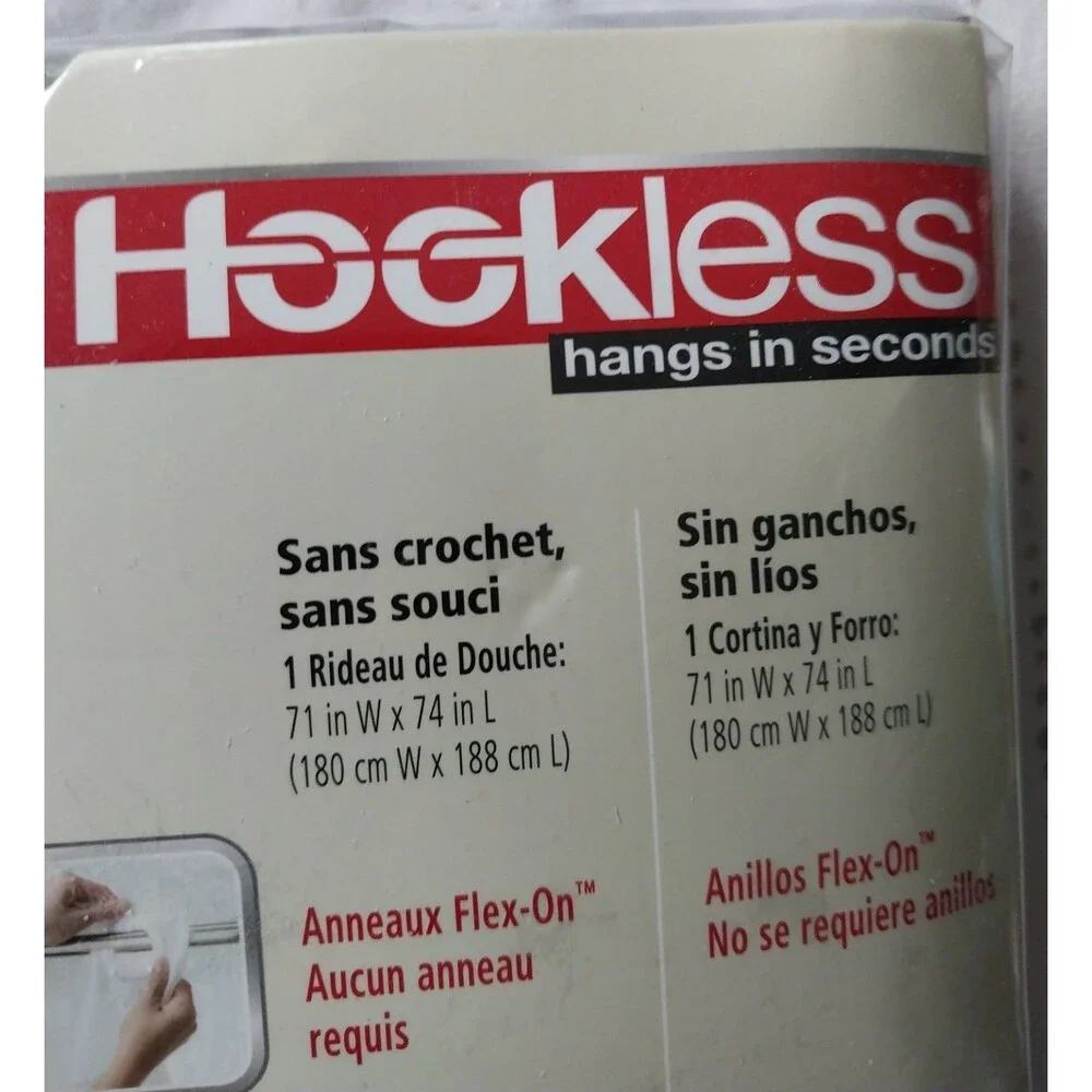 Hookless 71 in. x 74 in. Shower Curtain Monaco Print Plain Weave New